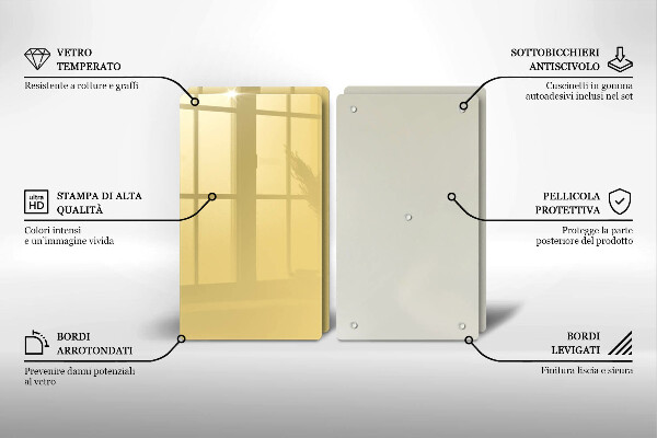 Üveg vágódeszka Sárga