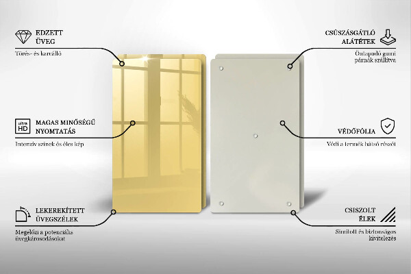 Üveg vágódeszka Sárga