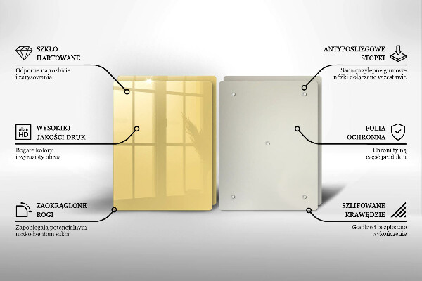 Üveg vágódeszka Sárga