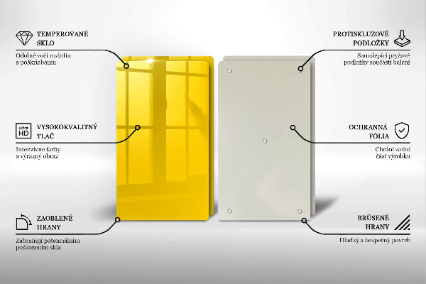 Üveg vágódeszka Sárga