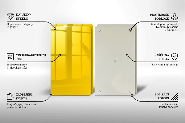 Üveg vágódeszka Sárga