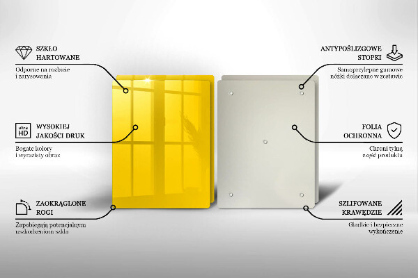Üveg vágódeszka Sárga