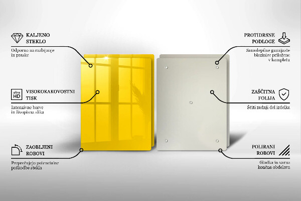Üveg vágódeszka Sárga