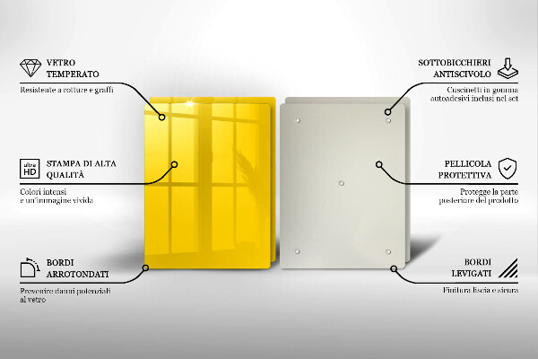 Üveg vágódeszka Sárga