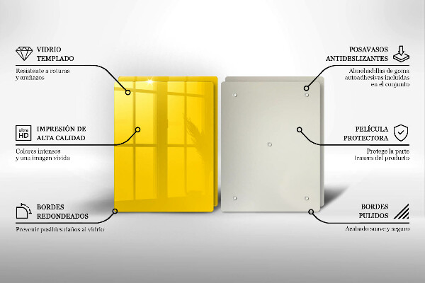 Üveg vágódeszka Sárga