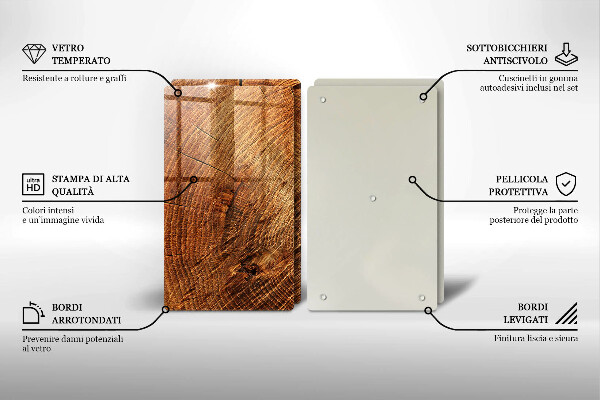 Üveg vágódeszka A fa fa erezete