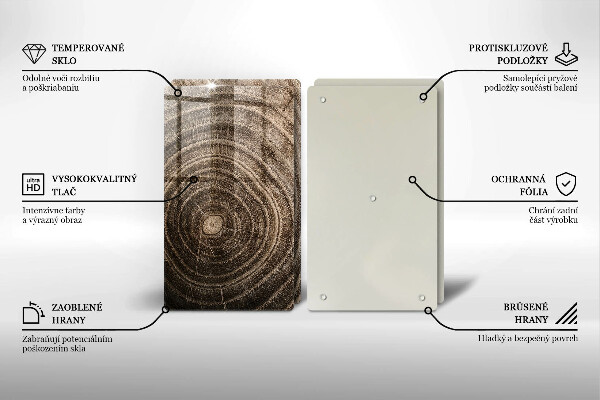 Üveg vágódeszka Fa gyűrűk