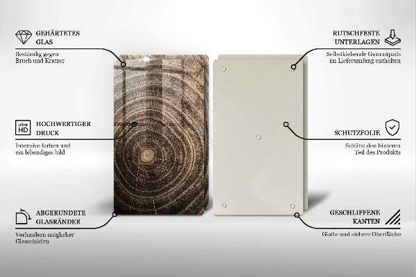 Üveg vágódeszka Fa gyűrűk