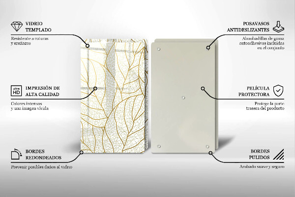 Üveg vágódeszka Line-art levelek minta