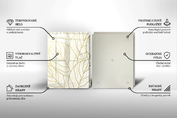Üveg vágódeszka Line-art levelek minta