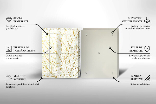 Üveg vágódeszka Line-art levelek minta