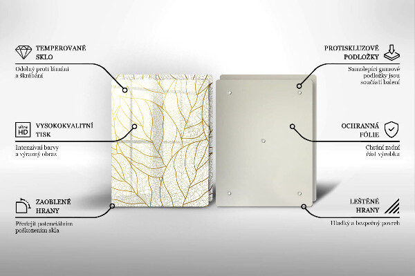 Üveg vágódeszka Line-art levelek minta