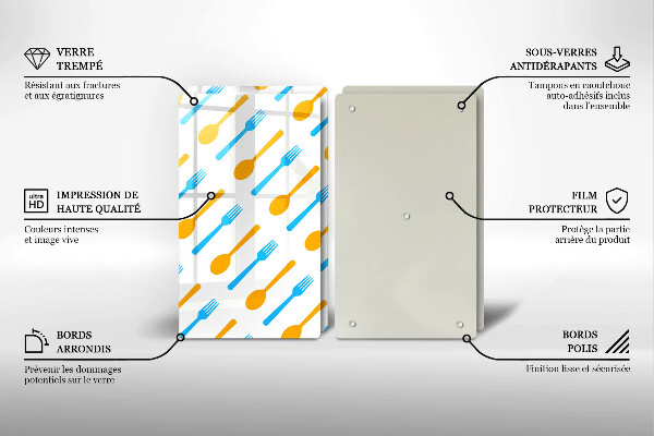 Üveg vágódeszka Villák és kanalak