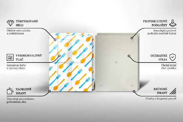 Üveg vágódeszka Villák és kanalak