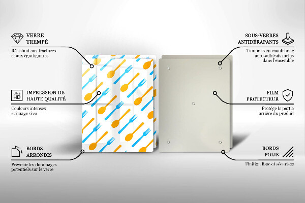 Üveg vágódeszka Villák és kanalak