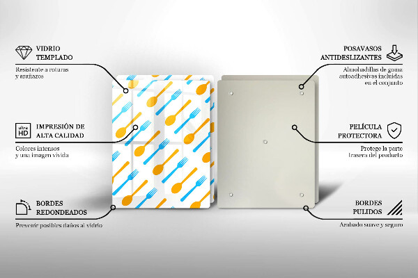 Üveg vágódeszka Villák és kanalak