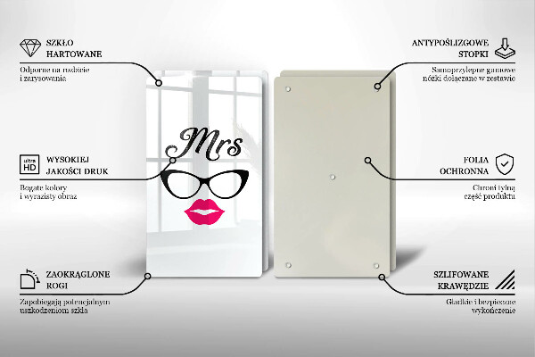 Üveg vágódeszka Mrs Mr