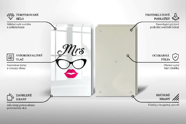 Üveg vágódeszka Mrs Mr