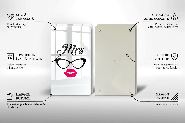 Üveg vágódeszka Mrs Mr