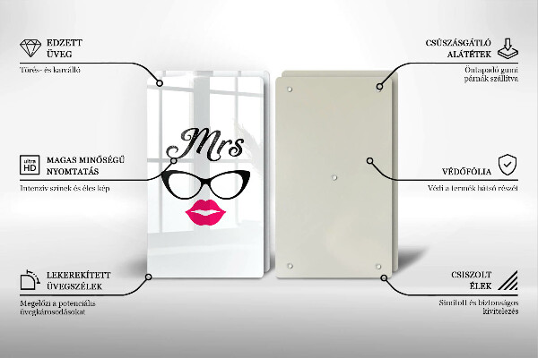 Üveg vágódeszka Mrs Mr