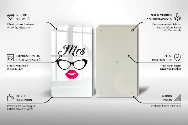 Üveg vágódeszka Mrs Mr