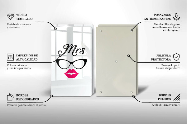 Üveg vágódeszka Mrs Mr