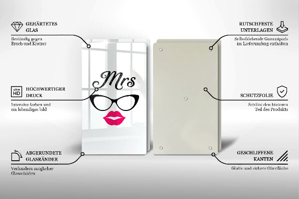 Üveg vágódeszka Mrs Mr