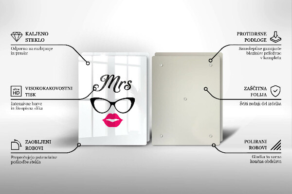 Üveg vágódeszka Mrs Mr