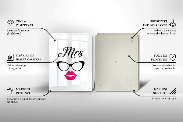 Üveg vágódeszka Mrs Mr