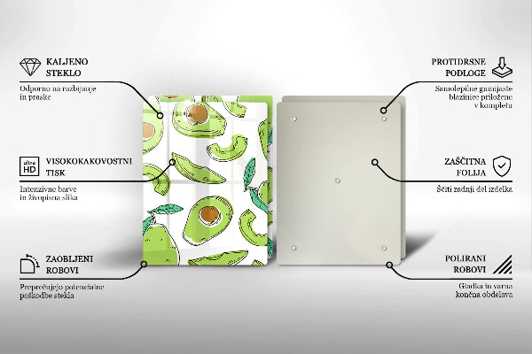 Üveg vágódeszka Avokádó és körte