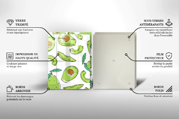 Üveg vágódeszka Avokádó és körte