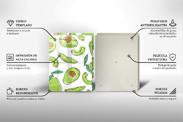 Üveg vágódeszka Avokádó és körte