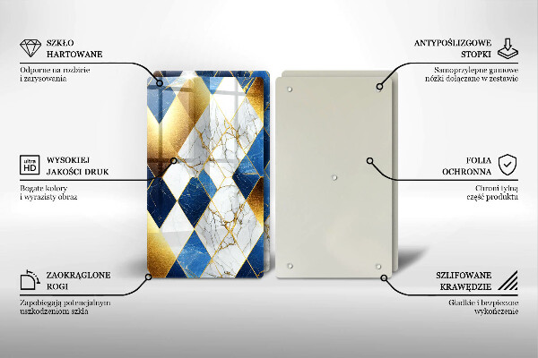 Üveg vágódeszka Arany márványrombuszok