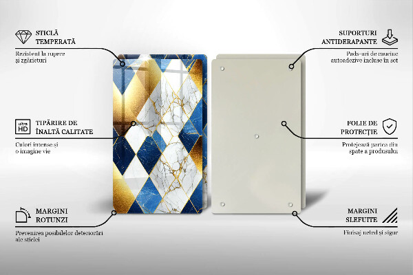 Üveg vágódeszka Arany márványrombuszok