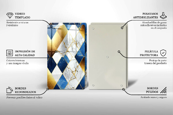 Üveg vágódeszka Arany márványrombuszok