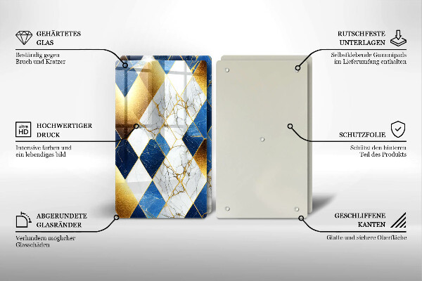 Üveg vágódeszka Arany márványrombuszok