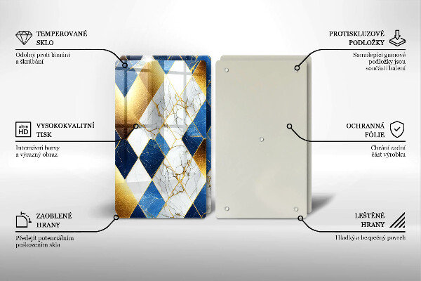 Üveg vágódeszka Arany márványrombuszok