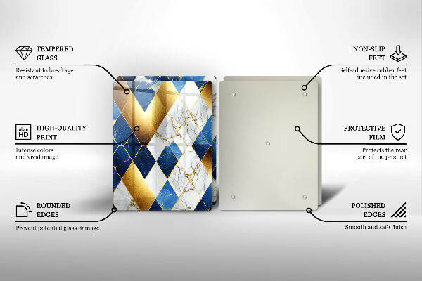 Üveg vágódeszka Arany márványrombuszok