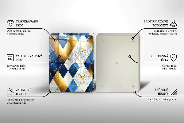 Üveg vágódeszka Arany márványrombuszok