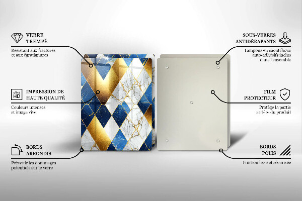 Üveg vágódeszka Arany márványrombuszok