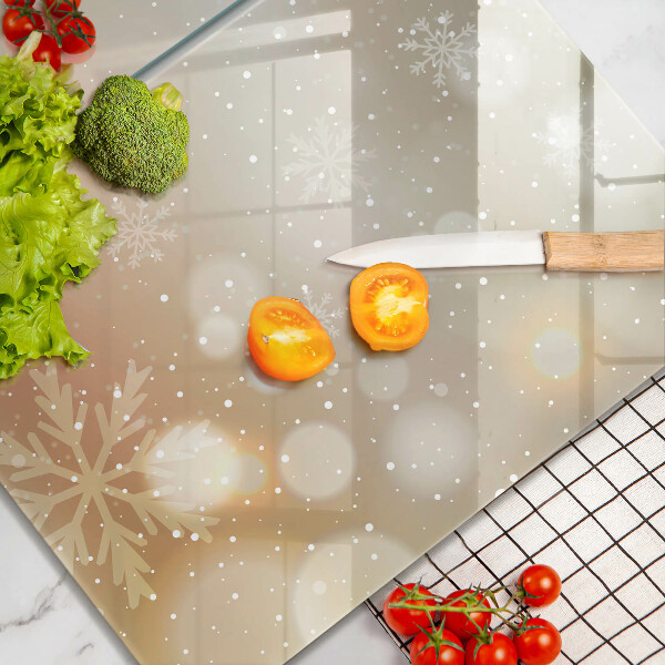 Üveg vágódeszka Hópelyhek