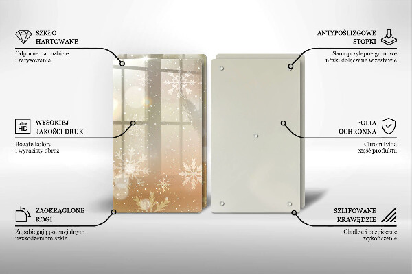 Üveg vágódeszka Hópelyhek