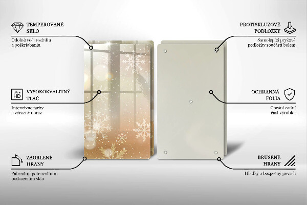 Üveg vágódeszka Hópelyhek