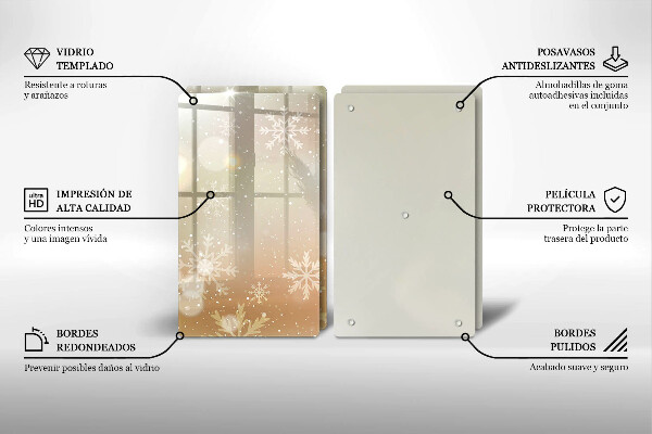 Üveg vágódeszka Hópelyhek