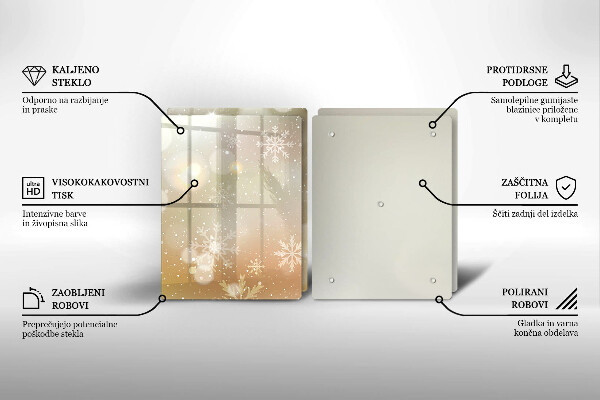 Üveg vágódeszka Hópelyhek