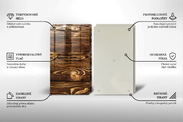 Üveg vágódeszka Fa textúra