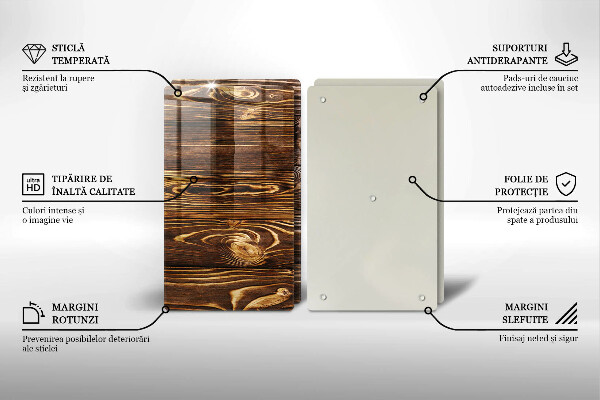 Üveg vágódeszka Fa textúra