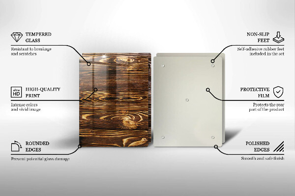 Üveg vágódeszka Fa textúra