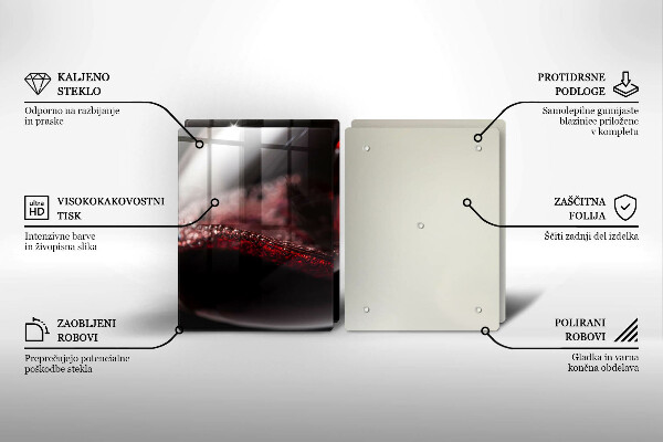 Üveg vágódeszka Vörösbor egy pohárban