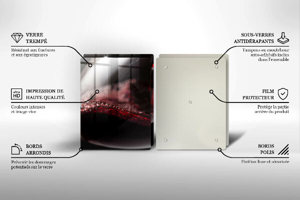 Üveg vágódeszka Vörösbor egy pohárban